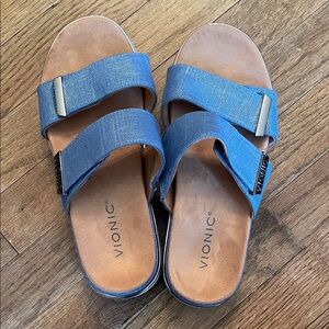 Vionic Denim Blue Slide Sandals
